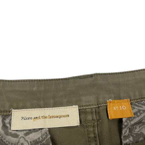 Pilcro and The Letterpress Dark Green Button Front Utility Skirt Womens 10 - Picture 5 of 7